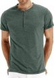 Men's Fashion Casual Front Placket Short T-Shirts Cotton Shirts